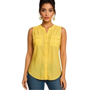 NWT: NY & Co Soho Sleeveless Button Front Blouse – Yellow – Size S